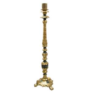 Portacirios dorado en pan de oro e imitación mármol verde