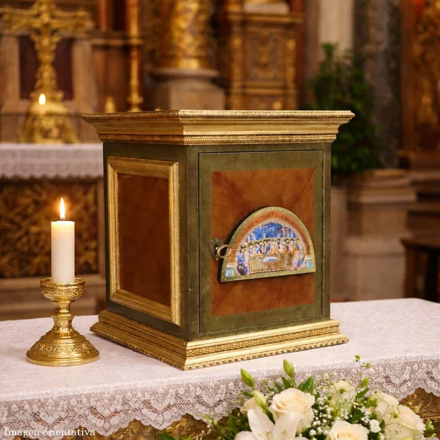 Sagrario imitación mármol y pan de oro - Imagen 4